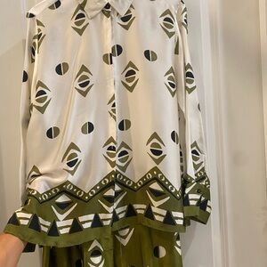 Zara Geometric Patterned Jumpsuit - White and Green